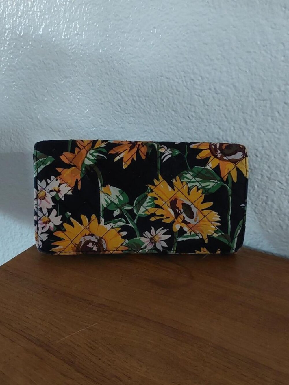 vera bradley Sunflower and daisy floral wallet with snap closure and zipper pock